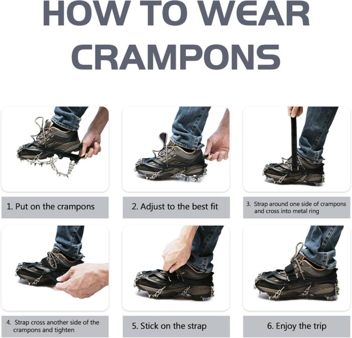 Ice Trekkers for Boots - Crampons Ice Cleats Traction Snow Grips for Boots Shoes with 23 Stainless Steel Spikes Anti Slip for Walking,Hiking,Climbing,Fishing and Mountaineering - Image 4