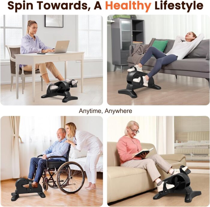 Mini Under Desk Exercise Bike Pedal Exerciser, Motorized Setting Bike Pedal Exerciser Leg/Arm Cycle for Senior, Physical Therapy, with 12 Adjustable Speed, LCD Display, Remote Control - Image 7