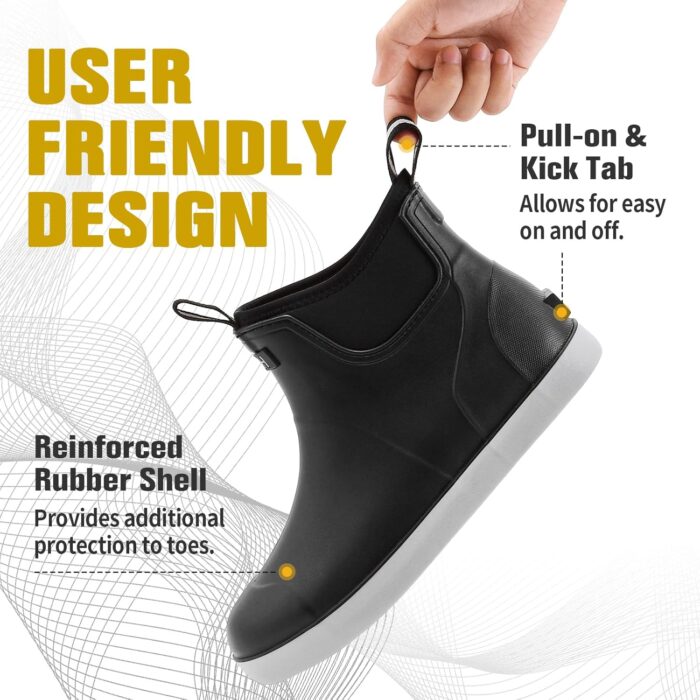 Men's Deck Boots, Waterproof Ankle Rain Boots Men Anti-Slip Traction, Outdoor Rubber Fishing Garden Boots High-Performance Shoes for Farming - Image 6