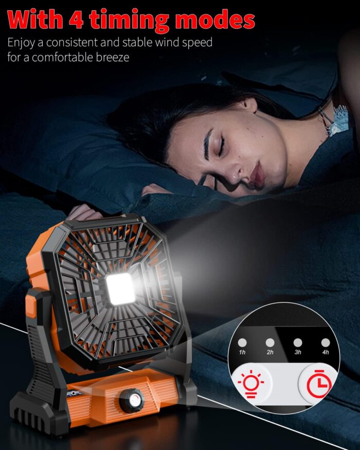 Portable Camping Fan,20000mAh Rechargeable Battery Powered Fan with LED Lantern, USB-C Battery Operated Fans,Ultra Quiet, for Outdoor Indoor Use,Travel, Tent, Beach, Picnic, Barbecue, Fishing, Home - Image 5