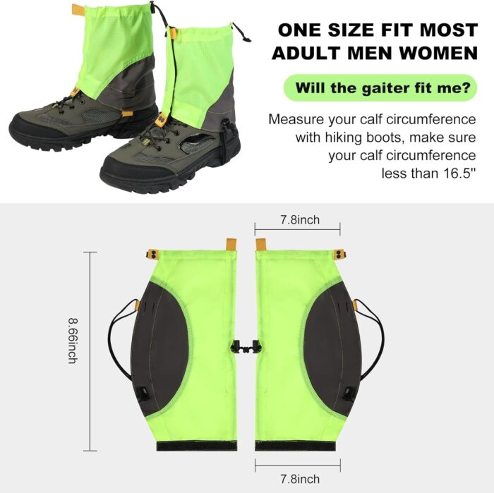 Waterproof Gators for Hiking Boots and Shoes Lightweight Adjustable Leg Gaiters for Men Women Gaiters for Hiking Snowshoeing - Image 5