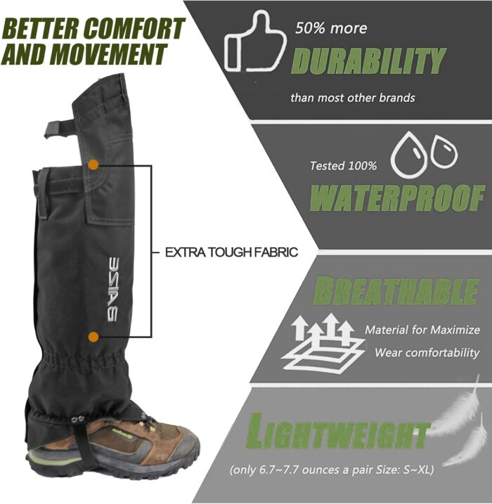 Tactical Leg Gaiters High Gaiters Hunting Gaiters Knee Protection Anti-Tear Oxford Fabric Full Length Zip Waterproof Breathable Windproof for Outdoor Hunting Hiking Walking - Image 8