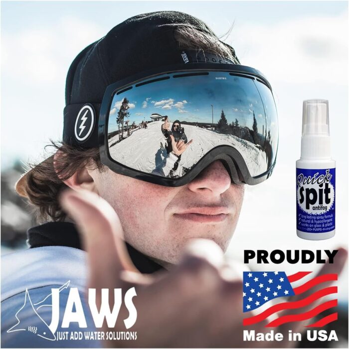 Jaws Quick Spit Anti-Fog Spray for Swim Goggles, Eye Glasses, Snorkel Mask, Scuba Divers, and Safety Eyewear, Made in The USA - Image 4