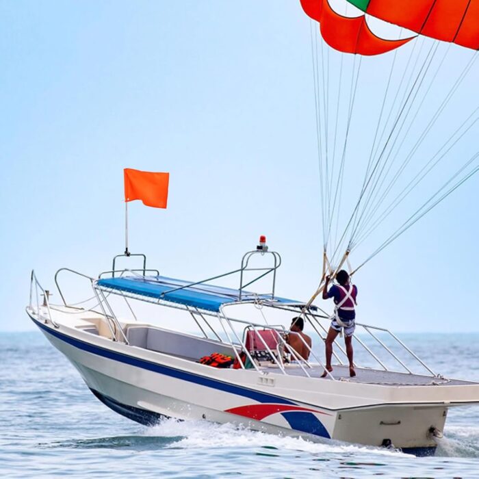 Orange Boat Flag with 53" Adjustable Pole - 12” x 18” Water Ski Flag with Stable Holder, Boat Safety Accessories for Watersports Wakeboarding - Image 5