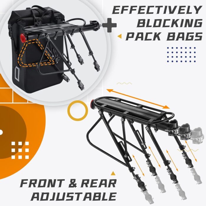 West Biking Bike Carrier Rack, 310 LB Capacity Solid Bearings Universal Adjustable Bicycle Luggage Cargo Rack,Cycling Equipment Stand Footstock - Image 4