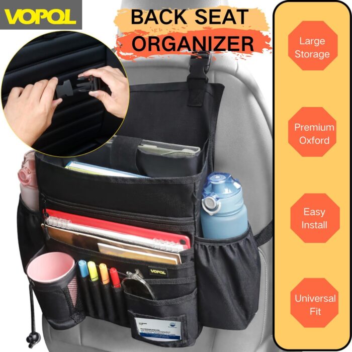 Car Seat Organizer- Multi-Compartment Passenger Seat Organizer, Universal Fit for Front & Back Seats, Ideal for Law Enforcement and Truck Seat Storage, Compatible with Cars, Trucks, and Vans - Image 2