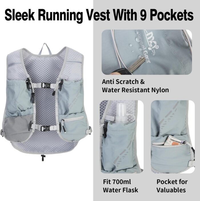 Lightweight Running Vest for Women and Men Hydration Backpack Pack with 1.5L Water Bladder Bag Running Gear Accessories for Hiking Trail Cycling Marathon - Image 2