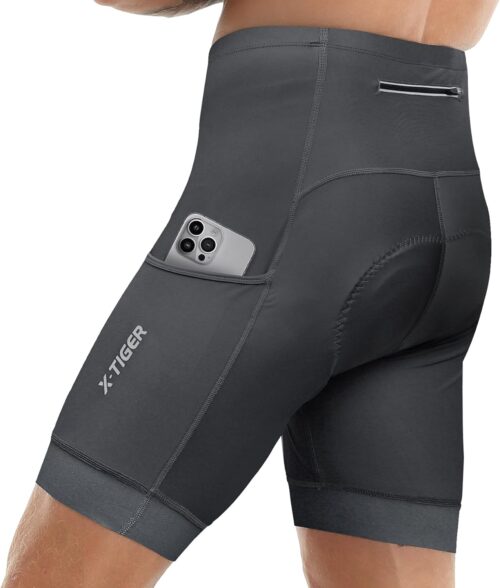 X-TIGER Men's Cycling Shorts with Back Pocket,5D Gel Padded Bike Shorts for Men,Mountain Road Biking Riding Half Pants Tights
