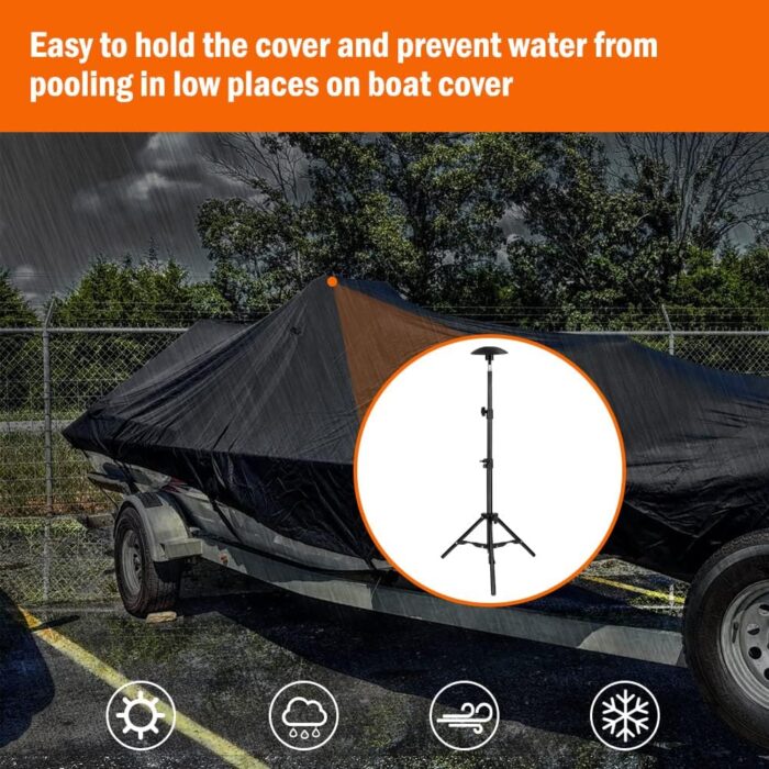 i Cover Boat Cover Support Pole - Adjustable Iron Alloy Supporting Poles, Telescoping Tarp Accessories System with Tripod Base for Jon Pontoon Boats, 2PK - Image 6