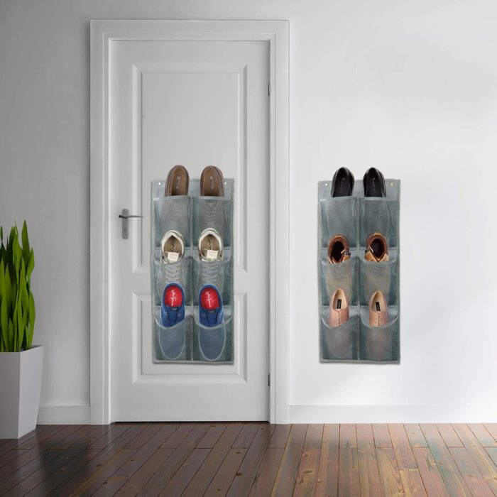 Wall Mounted Shoes Rack 2Pack/Can Store 6Pairs of Sneakers,with Sticky Hanging Mounts, Shoes Holder Storage Organizer Shelf,Door Shoe Hangers (SM06-Gray-2) - Image 7