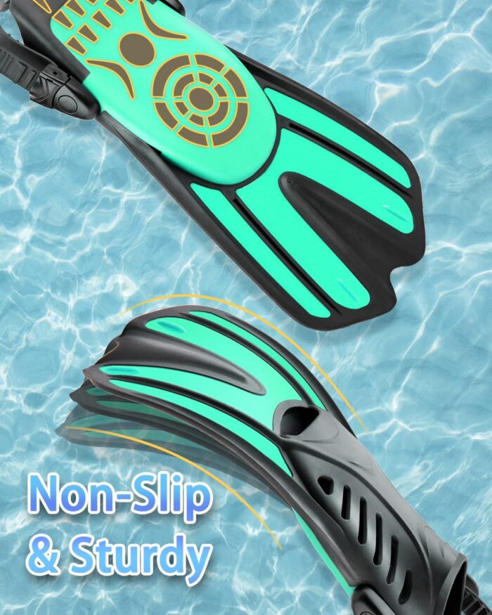 Snorkeling Gear for Adults, 4 in 1 Adult Snorkel Set with Panoramic View Snorkel Mask, Dry Top Snorkel, Adjustable Short Fins and Travel Bag, Snorkel Set with Fins for Snorkeling Diving - Image 5