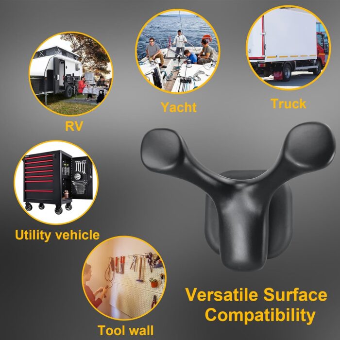 2 Pack Heavy Duty Magnetic Hooks for Coats, Hats,Tools,Powerful Magnet Rubber Coated Hangers Hook for All Metal Surface Wall, Versatile Organization for Home, Office, Garage, Cruise, RV, Boating - Image 2