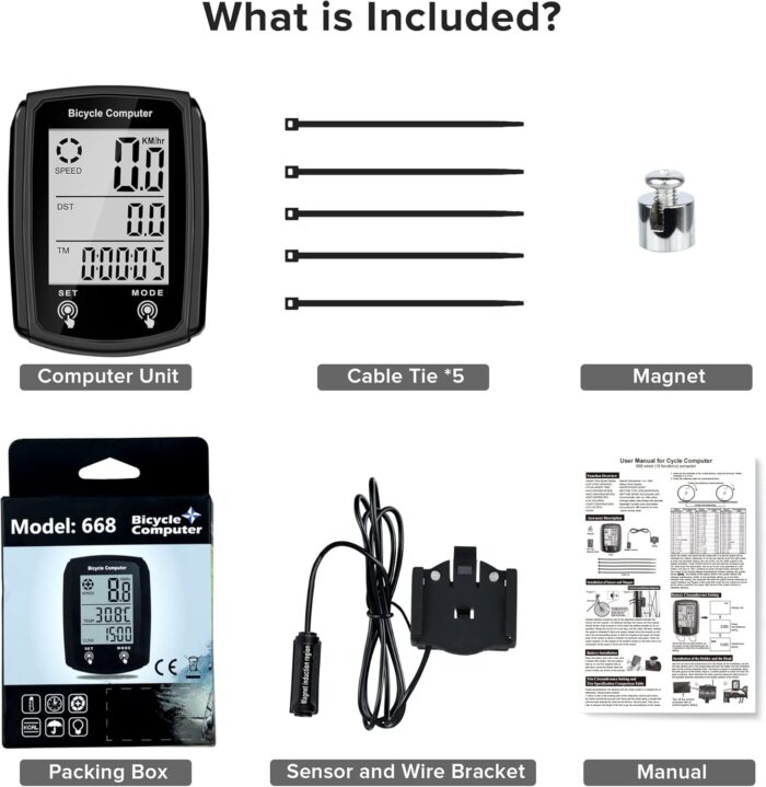 Bike Computer and Bicycle Odometer Wired MPH KM/H Bike Speedometer with Automatic Wake-Up Cycling Speed Tracker LCD Display & Single Mileage & Multi-Functions Accessories - Image 5