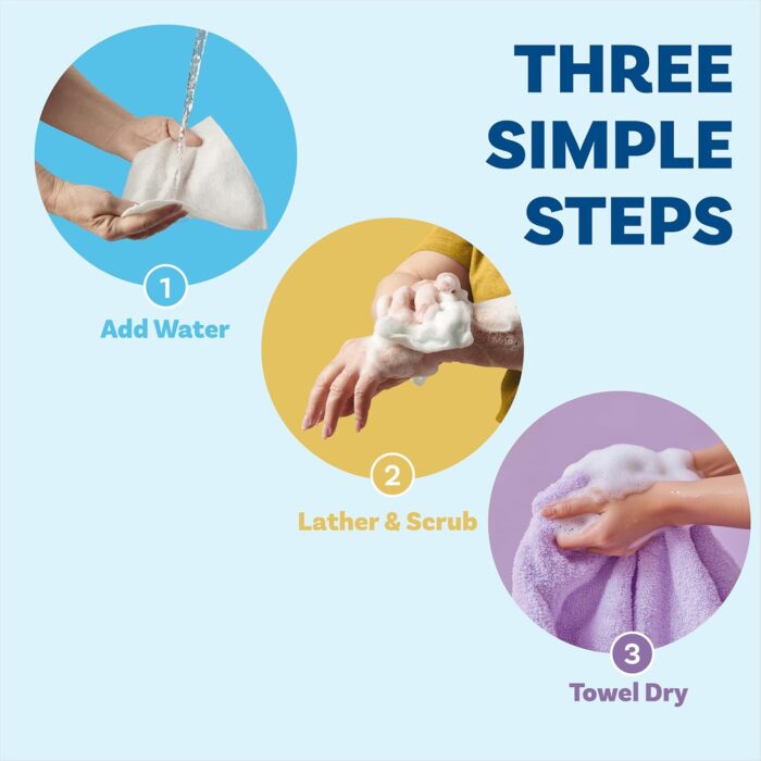 Scrubzz Disposable No Rinse Bathing Wipes - All-in-1 Single Use Shower Wipes, Simply Dampen, Lather, and Dry Without Shampoo or Rinsing (Unscented, 2-Pack) - Image 3
