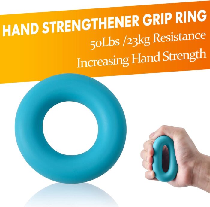 Grip Strength Trainer 7 Pack Adjustable, Finger Stretcher Resistance Extensor Bands, Finger Exerciser, Hand Gripper Strength Ring & Stress Ball - Image 5