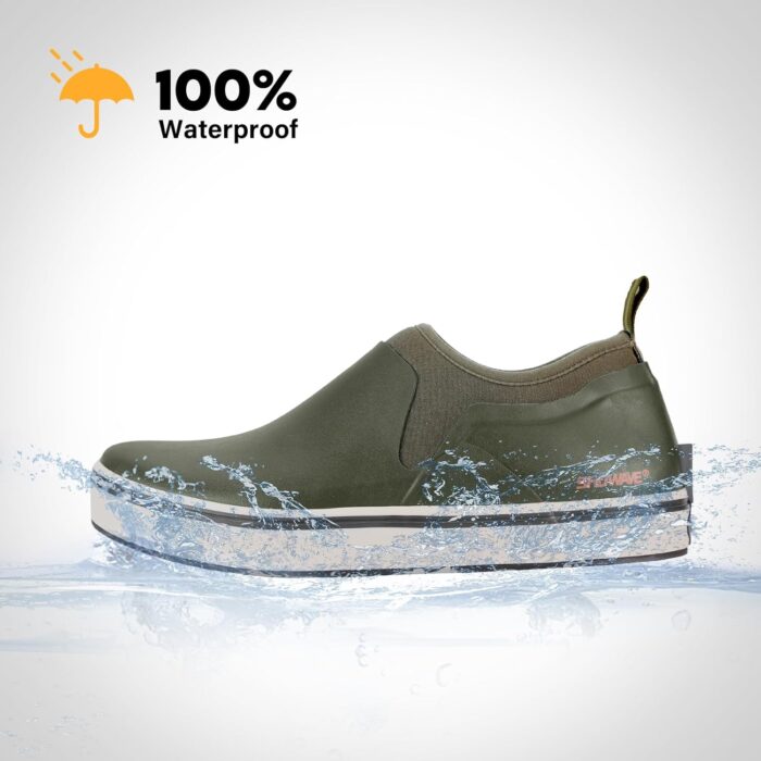 Showave Deck Shoes for Men Waterproof Garden Boots Slip-on Rain Shoes Breathable Ruber Fishing Shoes for Outdoor Mud Walking - Image 4
