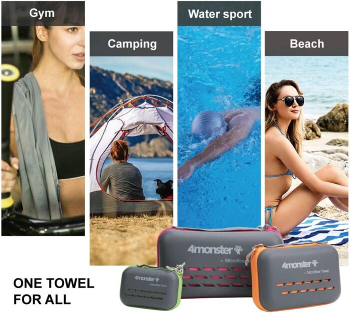 4Monster Camping Towels Super Absorbent, Fast Drying Microfiber Travel Towel, Quick Dry Ultra Soft Compact Gym Towel for Swimming Beach Hiking Yoga Travel Sports Backpack (20.00" x 12.00", Rose) - Image 8