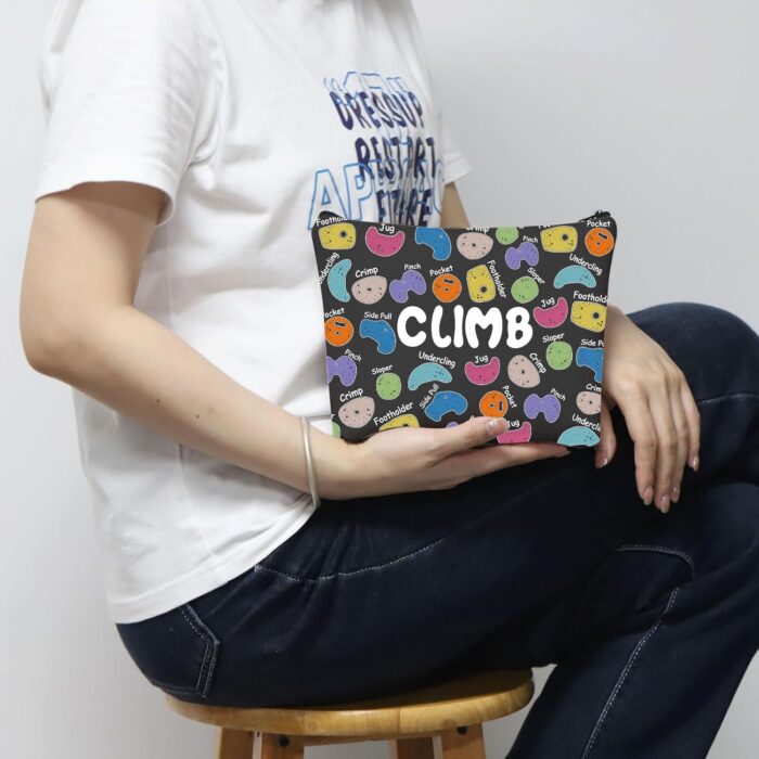 MNIGIU Rock Climber Gift for Women Rock Climbing Cosmetic Bag Climb Gift Rock Climbing Bouldering Lover Gift (Climb Black Bag) - Image 6