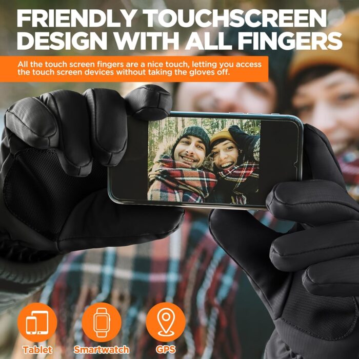 rivmount Winter Waterproof Ski Snow Warm Gloves for Women Men, Windproof Cold Weather Thermal with Touchscreen Fingers, for Running Driving Cycling Hiking Biking Outdoor Sports Daily Work - Image 4