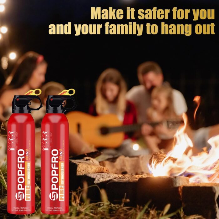 Portable Fire Extinguisher | 4-in-1 Small Fire Extinguisher for Home, Garage, Kitchen, Car | For Electric, Textile and Grease Fires | Non-Toxic, Easy Clean | Wall Mount Incl (2PK) - Image 2