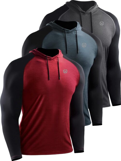 NELEUS Men's Running Shirt Long Sleeve Workout Shirts with Hoods