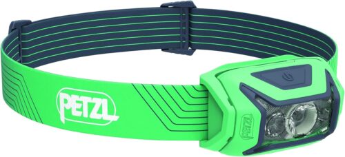 PETZL ACTIK Headlamp - Powerful 450 Lumen Light with Red Lighting, for Hiking, Climbing, Running, and Camping - Green