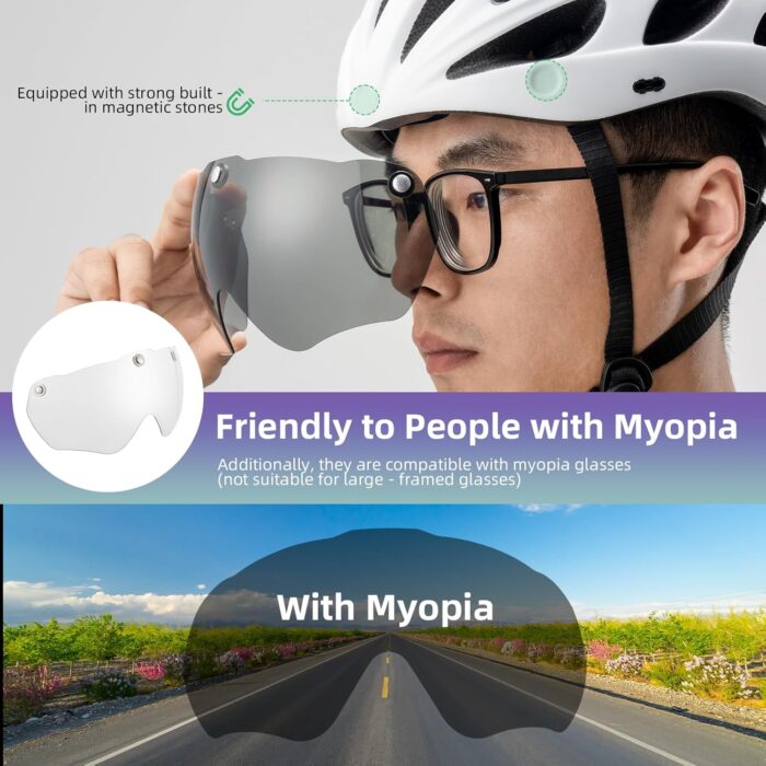 ROCKBROS Bike Helmet for Adult Men Women with Suggested Fit 58-65cm, Removable Goggles & Sun Visor, Lightweight with Adjustable Side and Chin Strap, Suitable for Myopia Glasses - Image 3