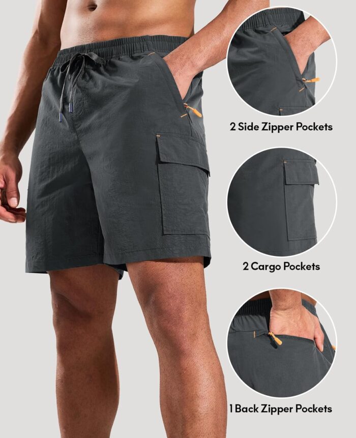 Haimont Men's Hiking Cargo Shorts 7 Inch with Zipper Pockets Quick Dry Lightweight Outdoor Camping Travel, Water Resistant - Image 3