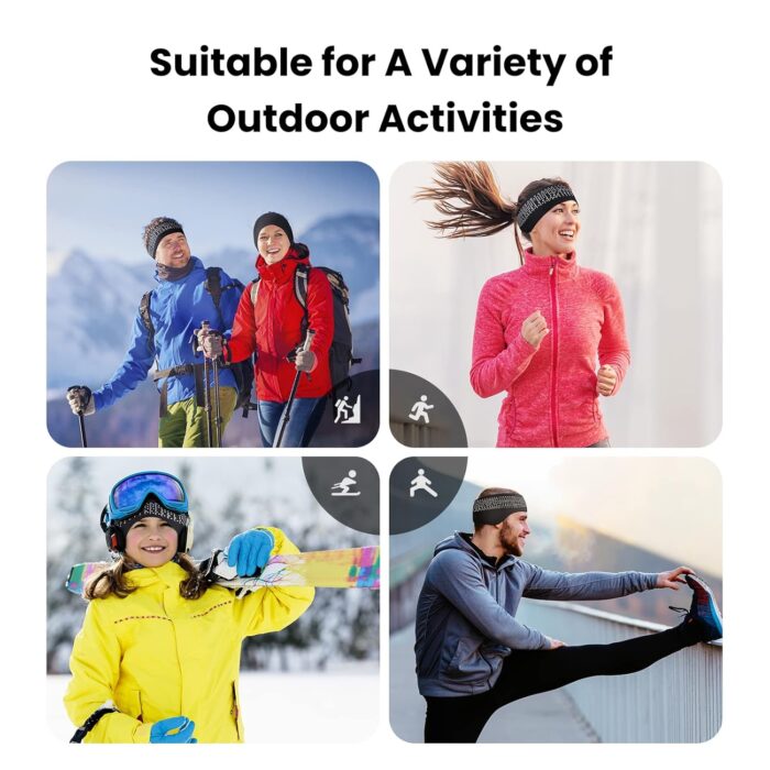 Ear Warmers for Women and Men-Fleece Winter Ear Warmer Headband Ear Muffs for Jogging Running Hiking Cycling Skiing (Black+Red) - Image 6