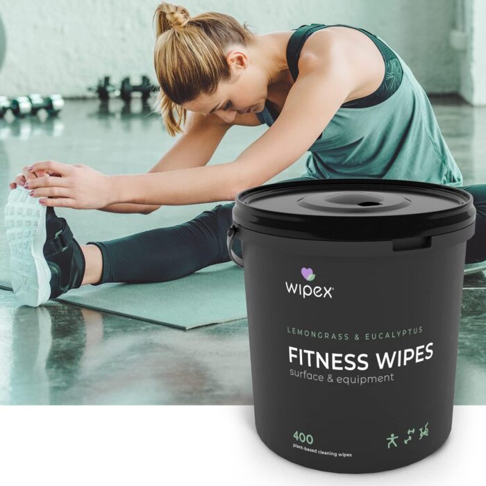Wipex Yoga Mat Cleaner Gym Wipes - Plant-Based Lemongrass, Eucalyptus & Vinegar Wipes for Fitness Equipment & All Purpose Gym Cleaning - Safe for Peloton Bikes & Treadmills - 400 Count - Image 5