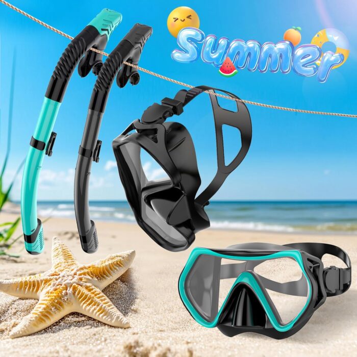 Snorkeling Gear for Adults, Dry-Top Snorkel Set Scuba Diving mask, Snorkel Mask, Panoramic Anti-Leak Anti-Fog Tempered Glass Lens, Swimming Training Snorkeling Packages - Image 7