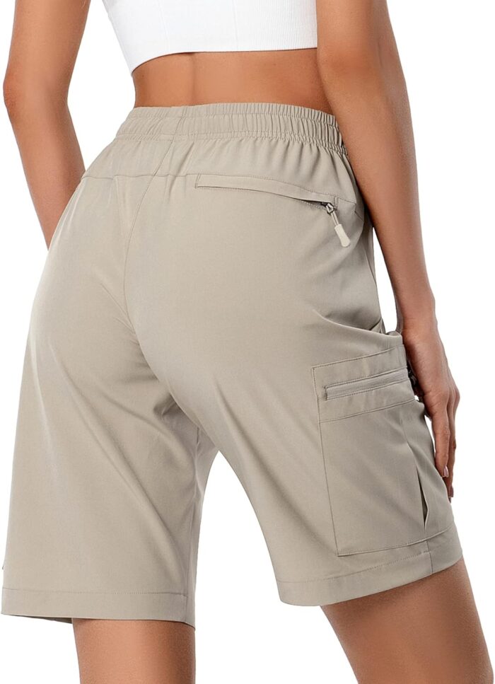Women's Lightweight Hiking Cargo Shorts Quick Dry Athletic Shorts for Camping Travel Golf with Zipper Pockets Water Resistant - Image 3