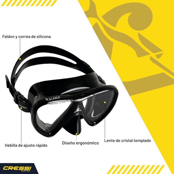 Cressi Adult Snorkeling Kit, Mask & Dry Snorkel - Quality Equipment for Discovering The Underwater World - Ikarus & Orion Dry: Designed in Italy - Image 2