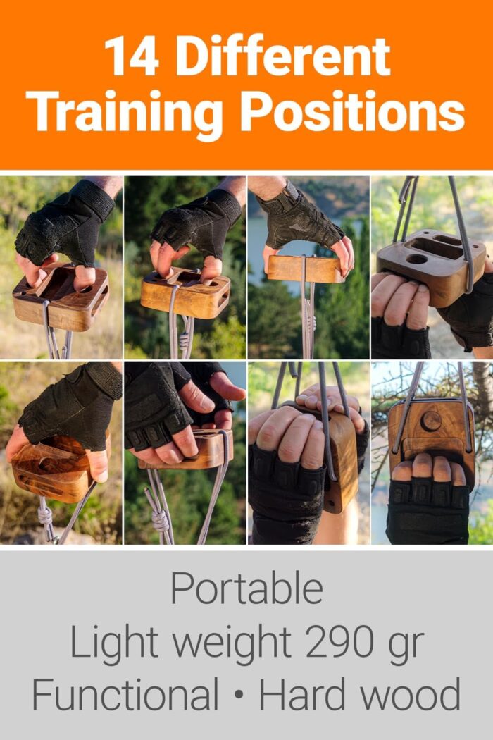 Portable Hangboard for Rock Climbing Holds,Fingerboard Trainer for Hand Grip Strengthener,Pinch Block Grip,Home Gym Fitness Workout Equipment -Hard Wood - Image 2