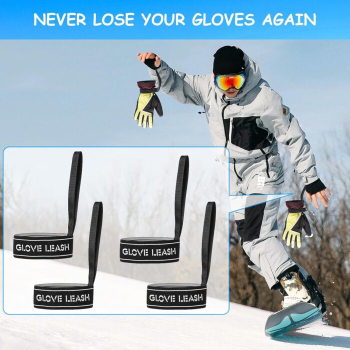 Aolamegs Ski Glove Leash, Comfy Elastic Glove Straps for Skiing, Perfect Mountaineering & Ski Accessories for Hanging Gloves - Image 2