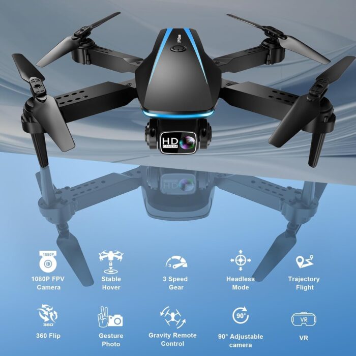 Drone with Camera - Drones for Adults, with 2 Batteries, Carrying Case, Propellers, 1080P HD Foldable Drone with Stable Hover, Trajectory Flight, Gravity Control, One Key Take Off/Land, 3D Flip - Image 2
