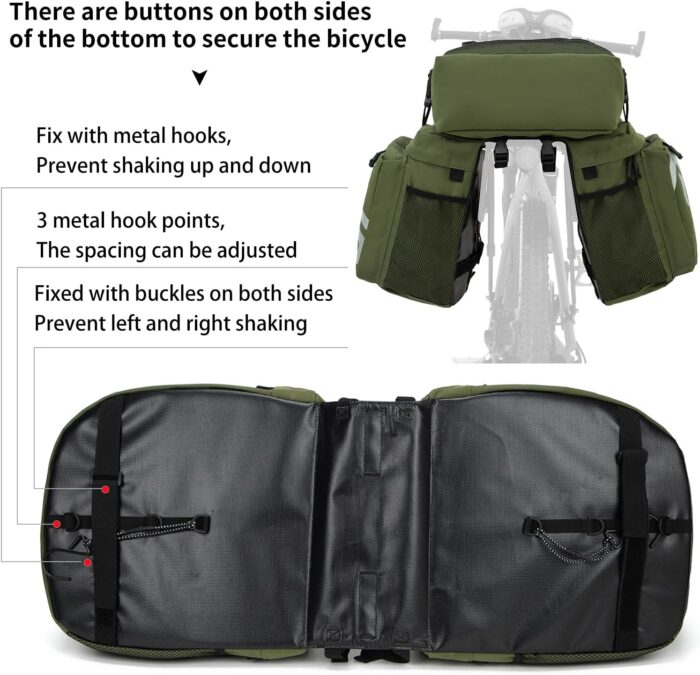 Roswheel Bike Bag Accessories Panniers for Bicycle Rear Rack Bag 50L Waterproof Mountain Electric Bike Saddle Bags for Cycling Traveling Commuting - Image 6