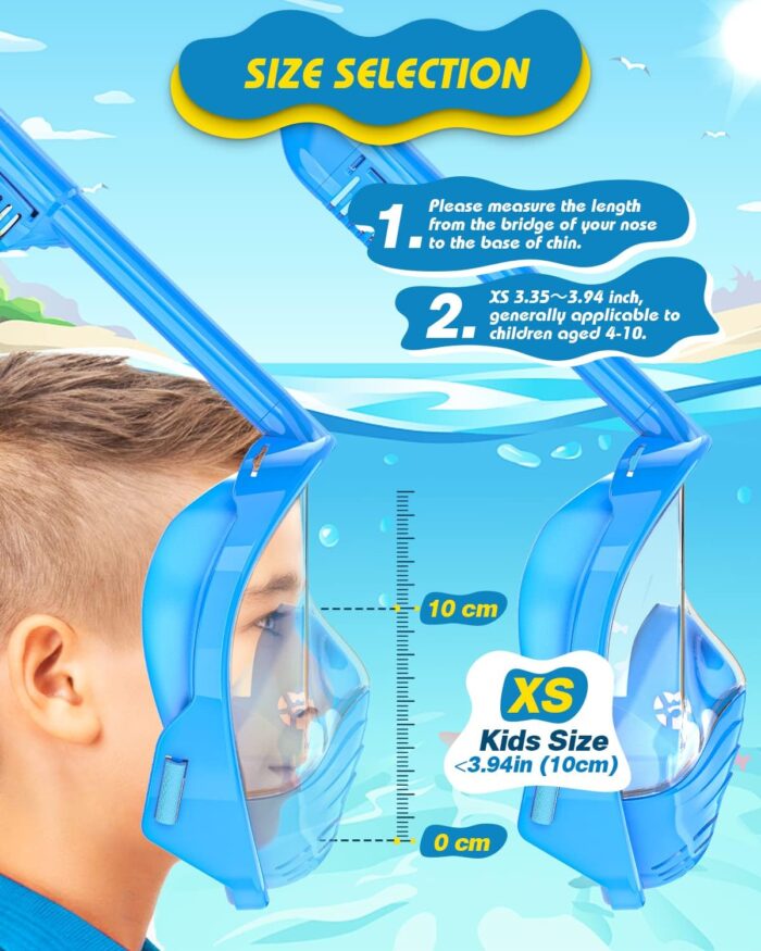 QingSong Kids Snorkel Mask Full Face, Snorkeling Set with Camera Mount, Foldable 180 Degree Panoramic View Snorkeling Gear Anti-Fog Anti-Leak - Image 3