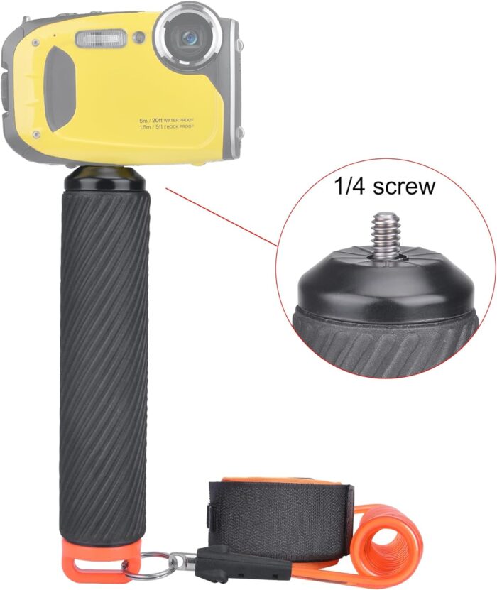 Action Camera Non-Slip Handler Floating Hand Grip Holder Mount + Steel-cored Safety Wrist Strap for GoPro Sony Insta360 Olympus Akaso Underwater Camcorder Diving Surfing Snorkeling Rafting Kayak Scuba - Image 2