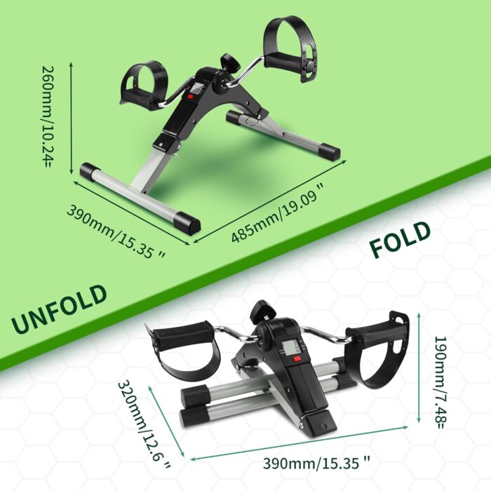 Under Desk Bike Pedal Exerciser with Interchangeable Suction Cups Mini Exercise Bike for Arms Legs Adjustable Resistance LCD Display Foldable Desk Cycling Equipment for Office Home Anti-Slip - Image 5