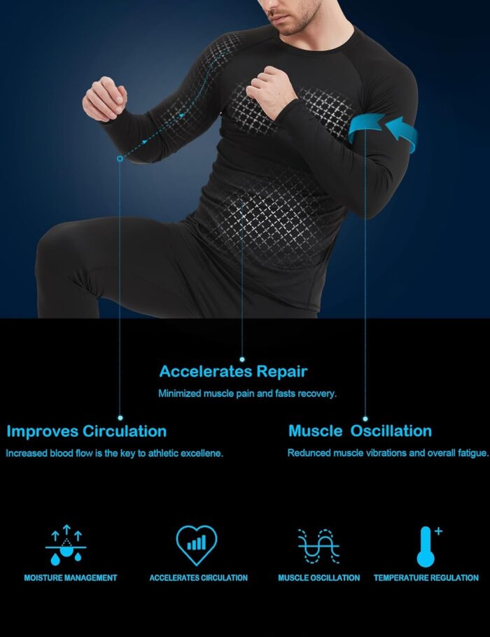 5 Pack Men's Compression Shirts Long Sleeve Athletic Workout Sports Undershirt Base Layer Top for Winter - Image 3