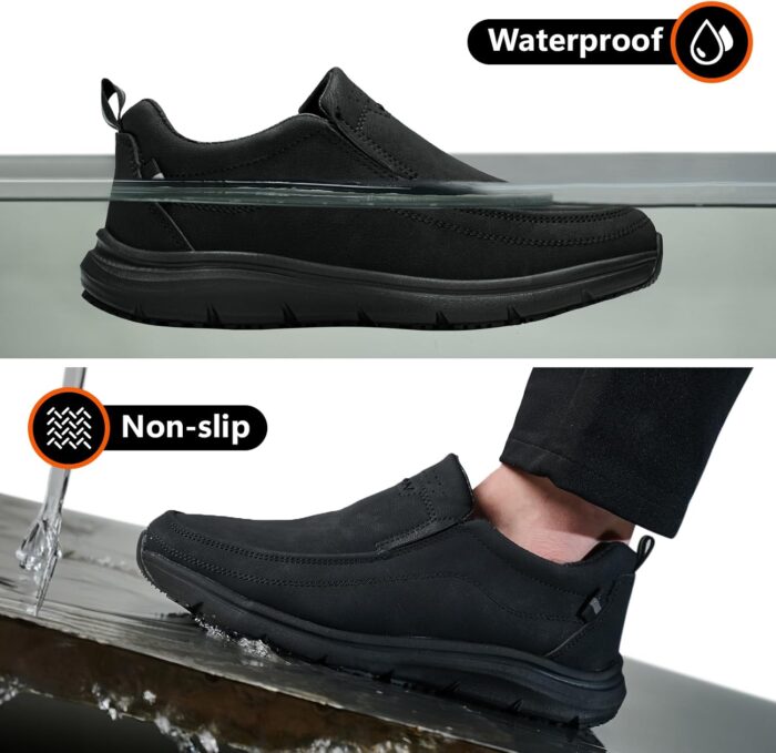 Non Slip Work Shoes for Men Women Waterproof Slip Resistant Chef Kitchen Restaurant Food Service Nursing Slip on Leather Loafers Lightweight Walking Sneakers - Image 6