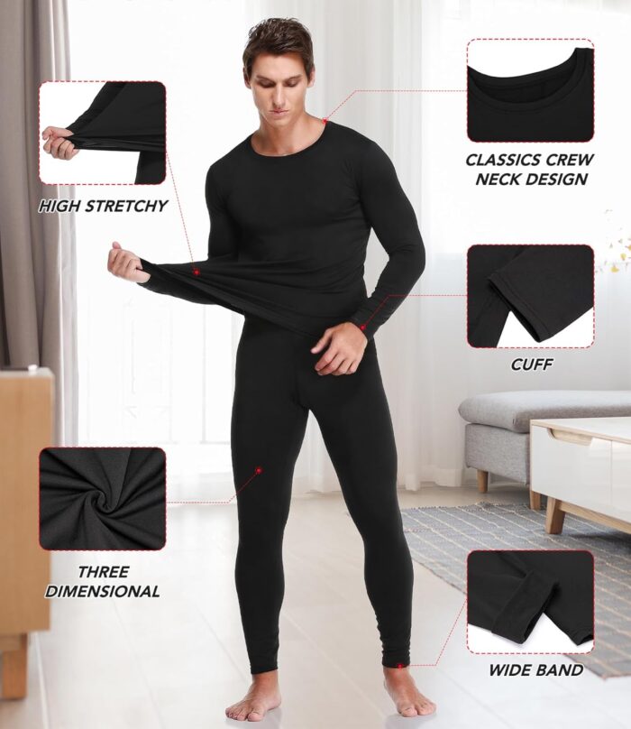 JZCreater Thermal Underwear for Men, Mens Long Johns Thermal Underwear Set, Fleece Lined Base Layer for Cold Weather - Image 5