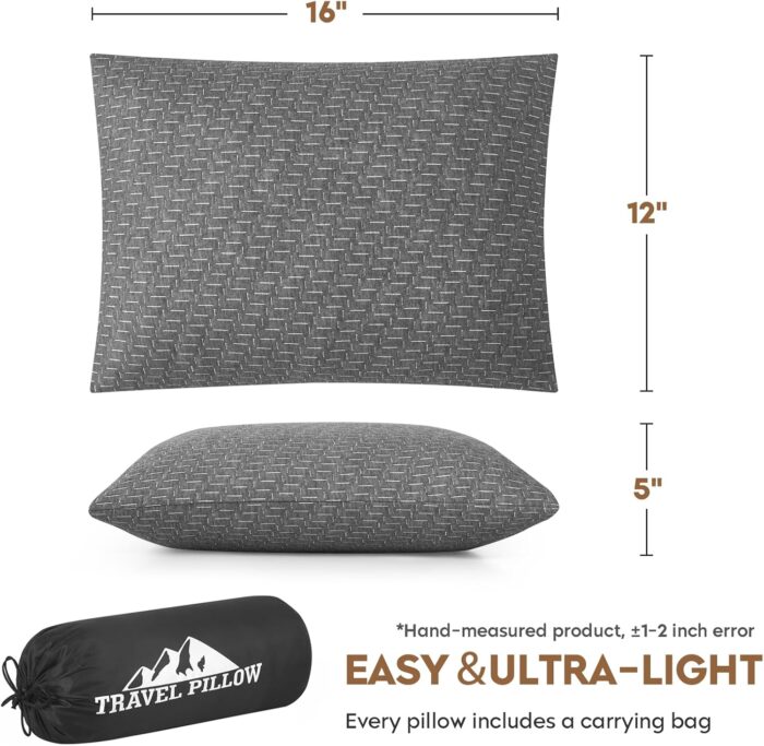 Small Shredded Memory Foam Pillow, Camping Pillow Travel Pillow - Compressible Medium Firm, Breathable Cover, Ideal Backpacking Hiking, Airplane and Car - Image 3