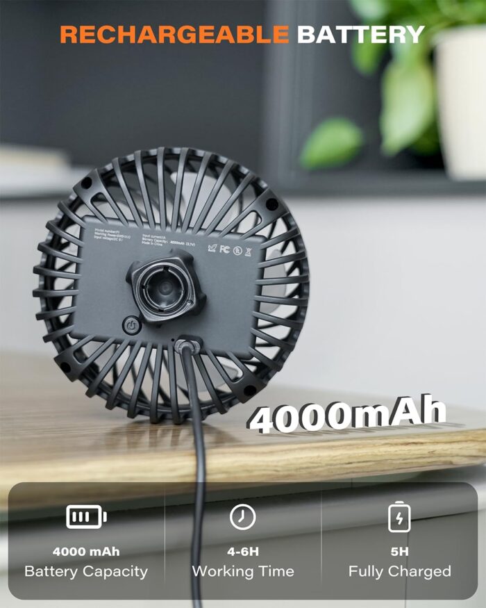 A2C Rechargeable Fan for Peloton Bike & Exercise Bike - 4000mAh Portable Fan with Adjustable Strap, 3 Speed Settings, 360° Rotation - Fits 0.5-1.5" Handlebars for Treadmill, Stroller, Golf Cart, Gym - Image 4