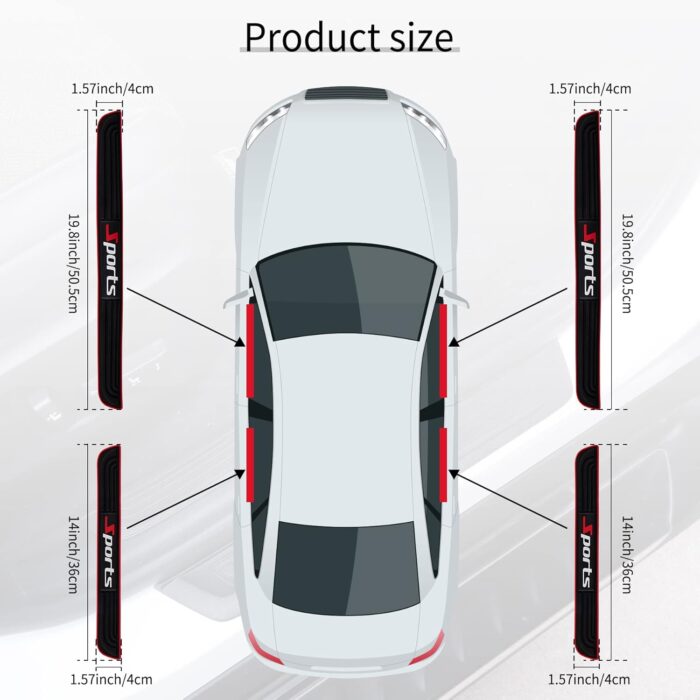 SINGARO Car Door Threshold Protection, 4PCS Door Edge Step Dust Shield Cover, Door Width 19.8x1.57inch Car/SUV Universal Rubber Scratch Resistant Exterior Accessories (Sport) - Image 2