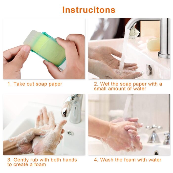 HongyiTime 2 Boxs (100 Sheets) Hand Washing Soap Sheets for Outdoor Travel,Portable Camping Hand Soap,Hiking Washing Hand Bath Paper Soap for Travel,BBQ,Party,School,Girls - Image 2