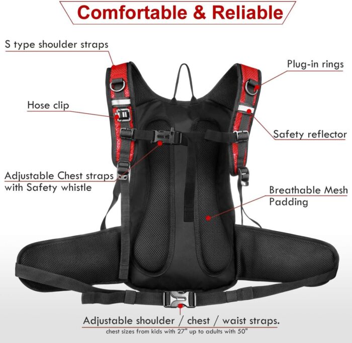 Hydration Pack, Insulated Hydration Backpack with 2L BPA Free Water Bladder and Storage, Hiking Backpack for Men, Women, Kids for Running, Cycling, Camping - Keep Liquid Cool up to 5 Hours - Image 3