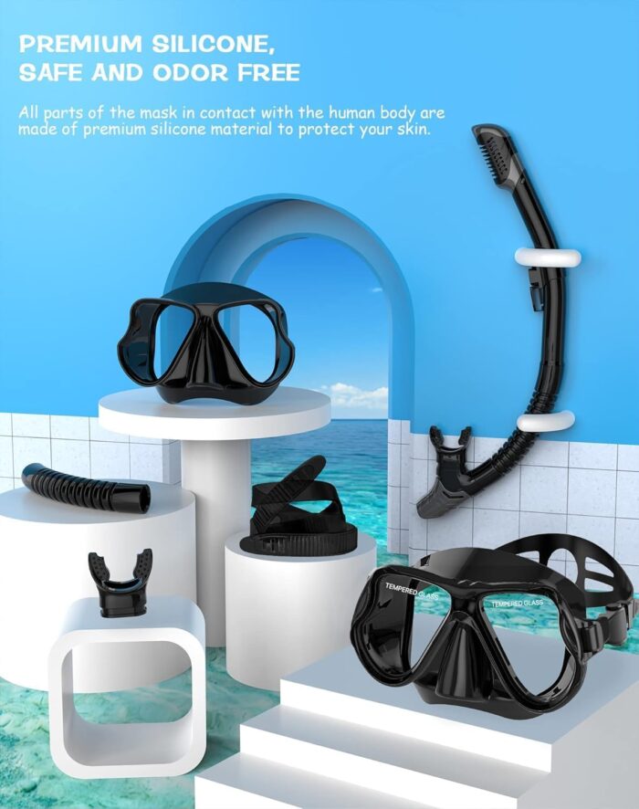 Greatever Dry Snorkel Set,Panoramic Wide View,Anti-Fog Scuba Diving Mask,Professional Snorkeling Gear - Image 6
