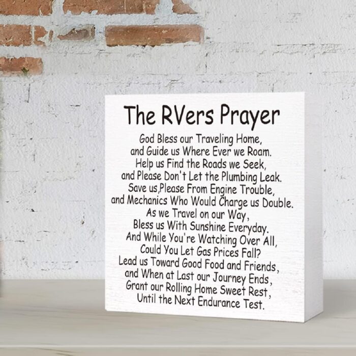 The RV Prayer Sign Wood Block,Funny Camping Decor for Camper,RV Accessories for Inside Travel Trailers,Camping Gifts for Camper, 5"L x 5"W x 1"H - Image 6